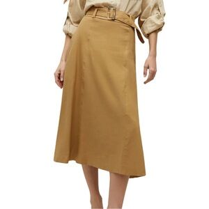 Veronica Beard Arwen Midi Skirt in Desert Khaki